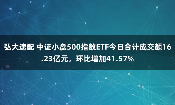 弘大速配 中证小盘500指数ETF今日合计成交额16.23亿元，环比增加41.57%