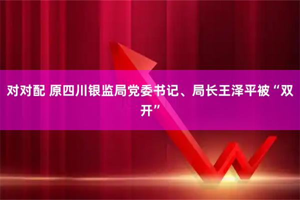 对对配 原四川银监局党委书记、局长王泽平被“双开”
